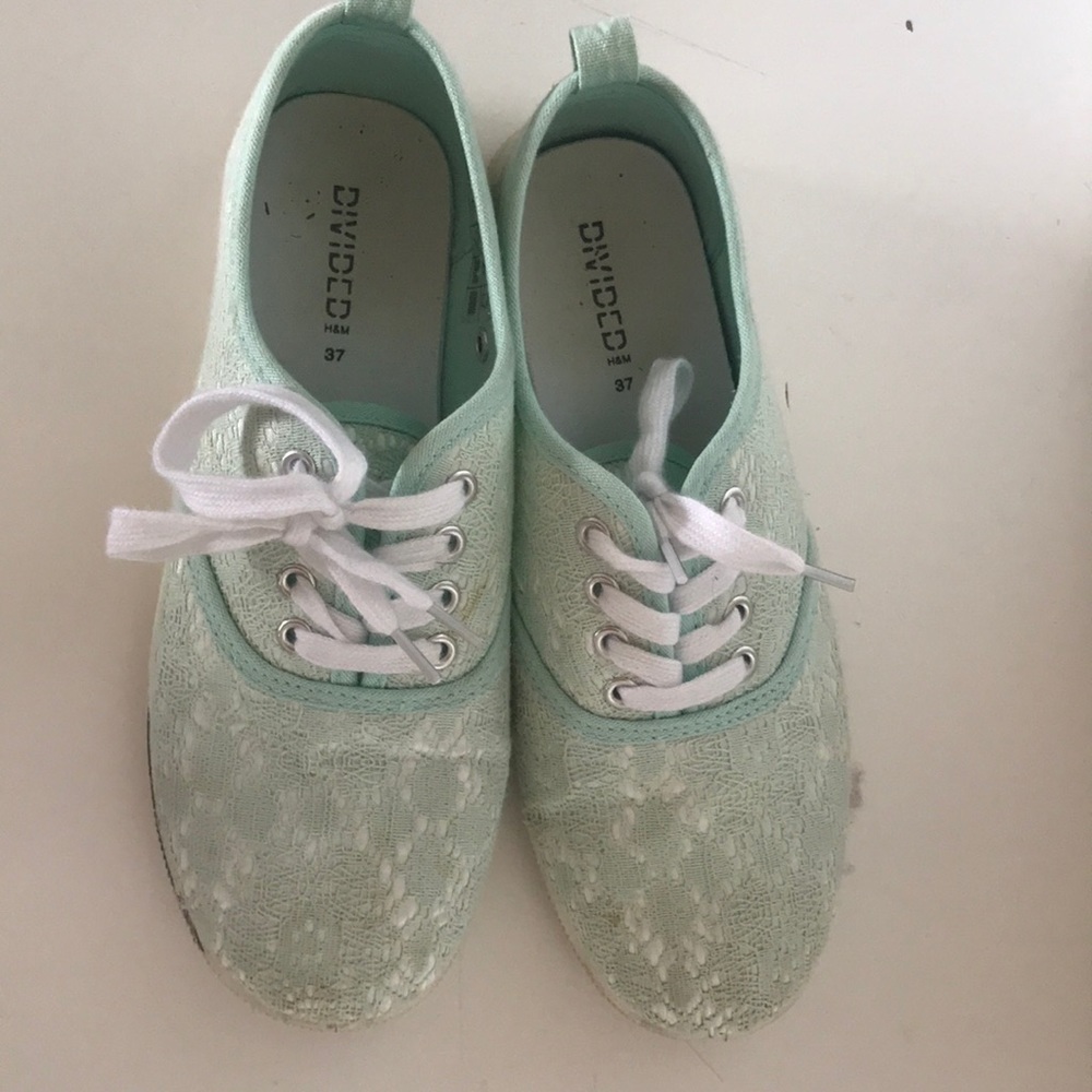 Green and white shoes!